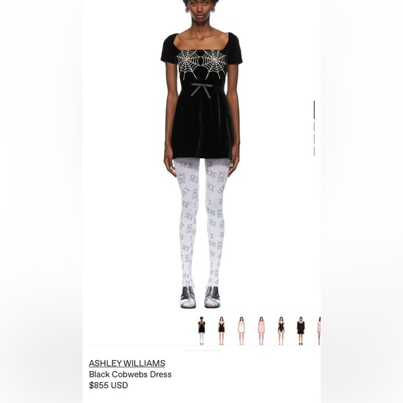 Ashley Williams London Cobweb Mini Dress - Black velvet and crystal spiderwebs - Picture 6 of 6